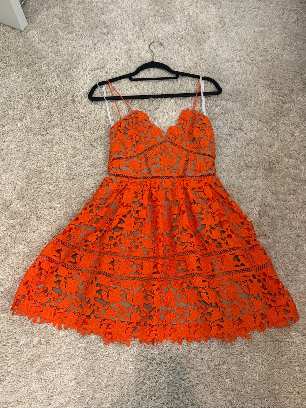 Self-Portrait Azaelea Guipure Lace Mini Dress in Orange